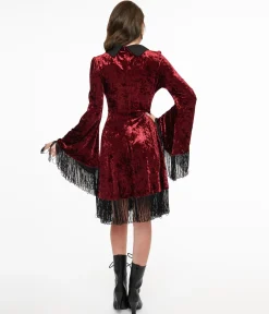 Lively Ghosts Red Velvet Fringe Moon Dress