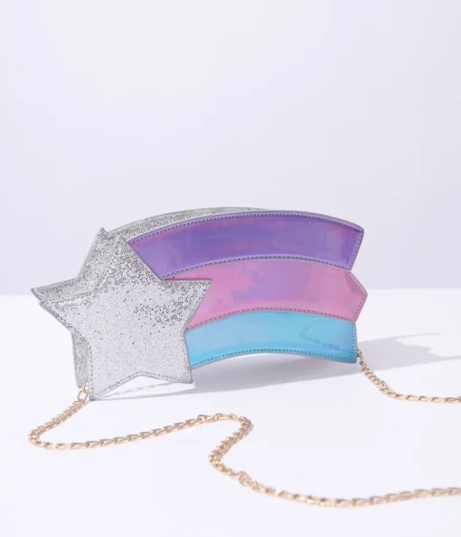 Metallic Rainbow & Silver Shooting Star Bag