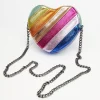 Metallic Rainbow Heart Leatherette Crossbody Bag