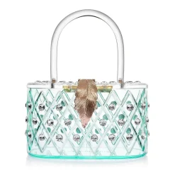 Milanblocks 1950s Spearmint Ice Crystal Acrylic Box Clutch Handbag
