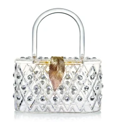 Milanblocks 1950s The Princess Clear Crystal Acrylic Box Clutch Handbag