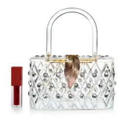Milanblocks 1950s The Princess Clear Crystal Acrylic Box Clutch Handbag
