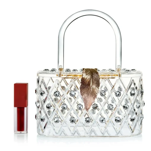 Milanblocks 1950s The Princess Clear Crystal Acrylic Box Clutch Handbag