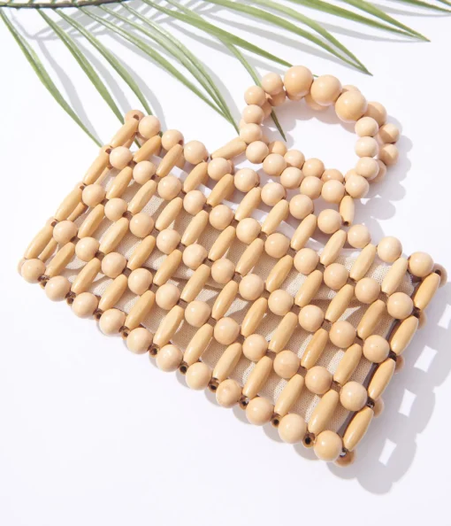 Mini Wood Beaded Handbag