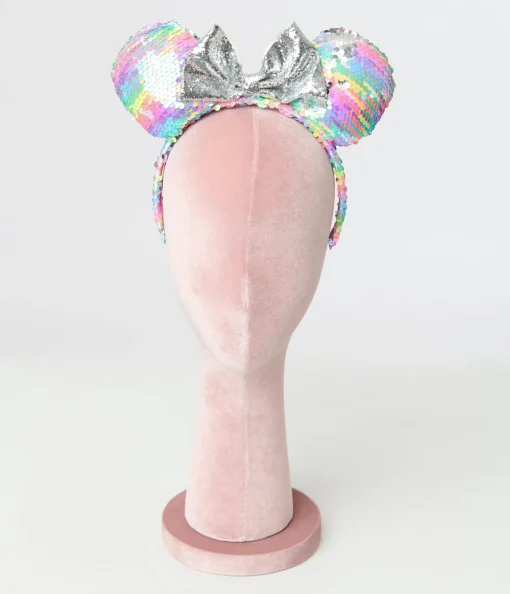 Minnie Mouse Pastel Rainbow Sequin Plush Headband