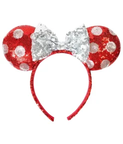 Minnie Mouse Red & White Polka Dot Sequin Plush Headband