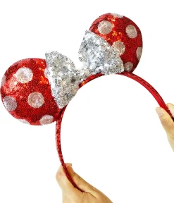 Minnie Mouse Red & White Polka Dot Sequin Plush Headband