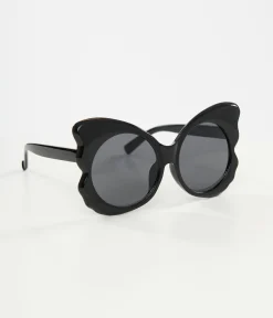 Miracle Eye 1960s Black Butterfly Sunglasses