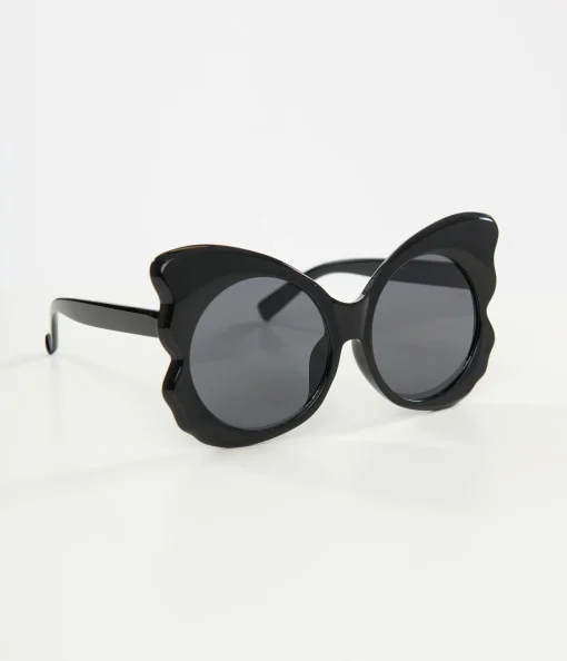 Miracle Eye 1960s Black Butterfly Sunglasses