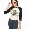 Mischief Made White & Black The Outlaw Lady Cat Cropped Graphic Tee