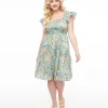 Multicolor Floral Painting Cotton Flare Dress