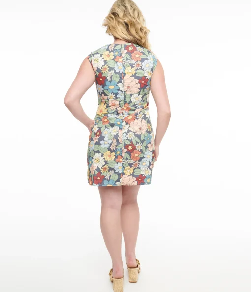 Multicolor Floral Watercolor Print Shift Dress