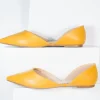 Mustard Leatherette Pointed Toe Flats