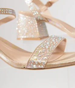 Nude & Silver Rhinestone Kitten Peep Toe Heels