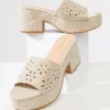 Nude Flower Platform Sandals
