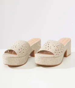 Nude Flower Platform Sandals