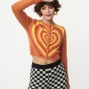 Orange Heart Stripe Cardigan