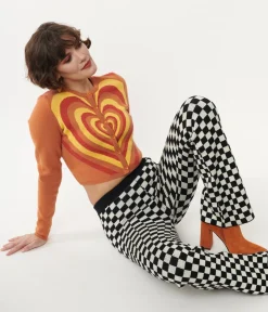 Orange Heart Stripe Cardigan