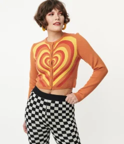 Orange Heart Stripe Cardigan