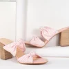 Pink & White Stripe Block Heel Sandal
