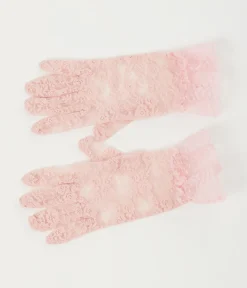 Pink Lace Ruffle Gloves