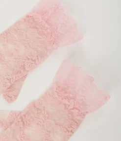 Pink Lace Ruffle Gloves