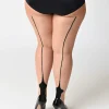 Plus Size Nude & Black Sheer Cuban Heel Pantyhose
