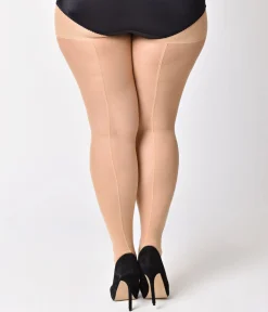 Plus Size Nude Sheer Backseam Pantyhose