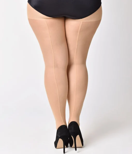Plus Size Nude Sheer Backseam Pantyhose