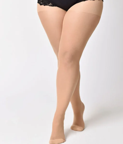 Plus Size Nude Sheer Backseam Pantyhose