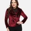 Pretty Attitude Clothing Burgundy Velvet You Could Be Mine Moto Jacket