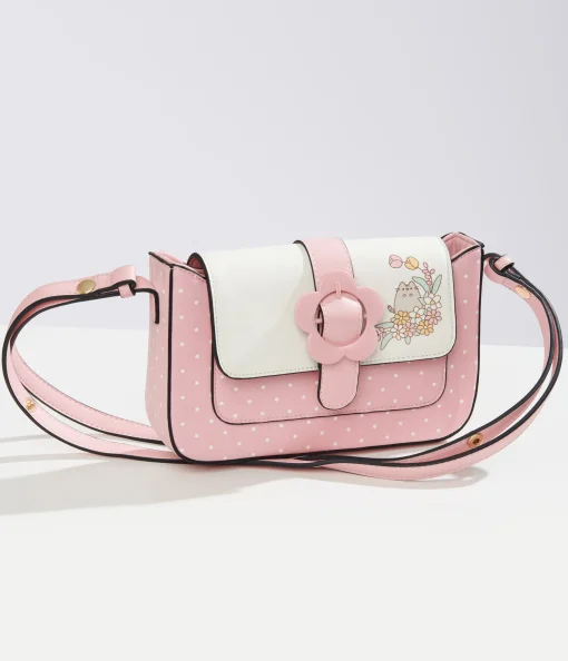 Pusheen x Unique Vintage Pink & White Polka Dot Pusheen Print Handbag