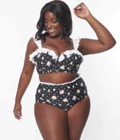 Pusheen x Unique Vintage Plus Size Pool Time Cape May Swim Bottoms