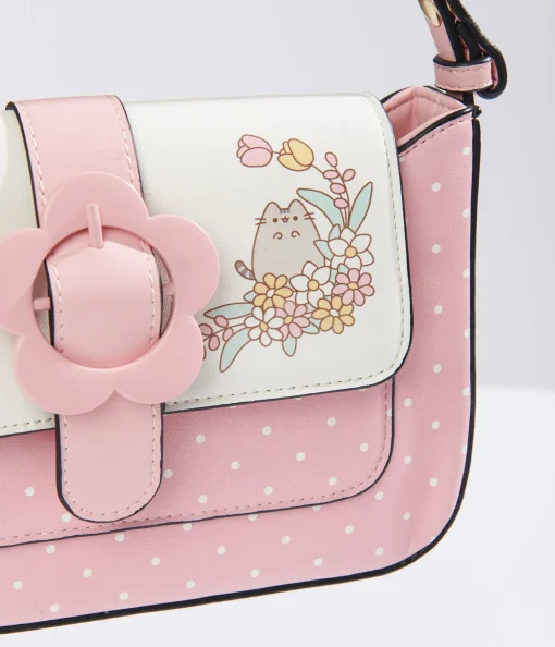 Pusheen x Unique Vintage Pink & White Polka Dot Pusheen Print Handbag