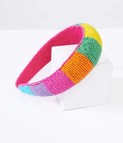 Rainbow Beaded Chunky Headband