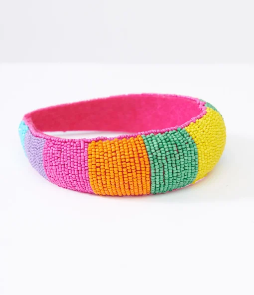 Rainbow Beaded Chunky Headband