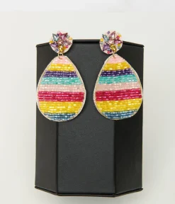 Rainbow Egg Beaded Drop Earrings