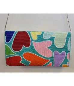 Rainbow Heart Beaded Clutch