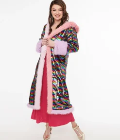 Rainbow Sequin Long Coat