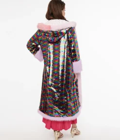 Rainbow Sequin Long Coat