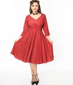 Red & Black Polka Dot Genevieve Swing Dress
