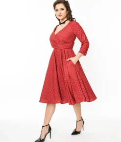 Red & Black Polka Dot Genevieve Swing Dress