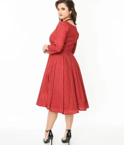 Red & Black Polka Dot Genevieve Swing Dress