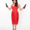 Red Some Like It Hot Fringe Wiggle Dress