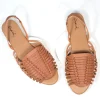 Retro Brown Woven Leatherette Sandal
