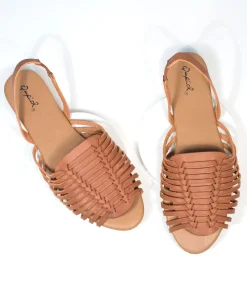 Retro Brown Woven Leatherette Sandal