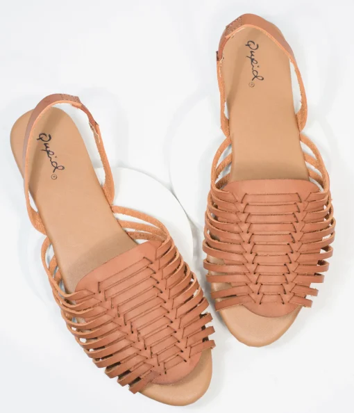 Retro Brown Woven Leatherette Sandal