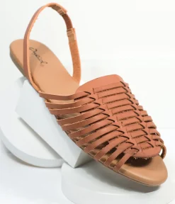 Retro Brown Woven Leatherette Sandal