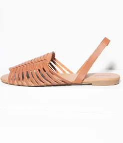 Retro Brown Woven Leatherette Sandal