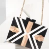 Retro Style Black & White Chevron Wood & Resin Hard Clutch